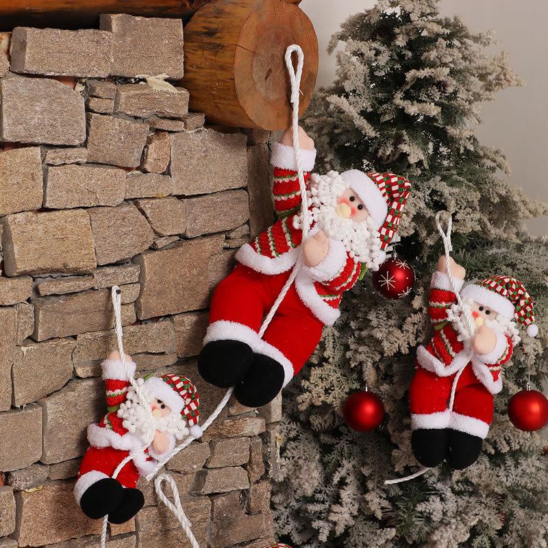 2 PCs Christmas Santa Claus Climbing Rope Hanging Decoration