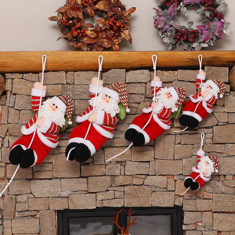 2 PCs Christmas Santa Claus Climbing Rope Hanging Decoration