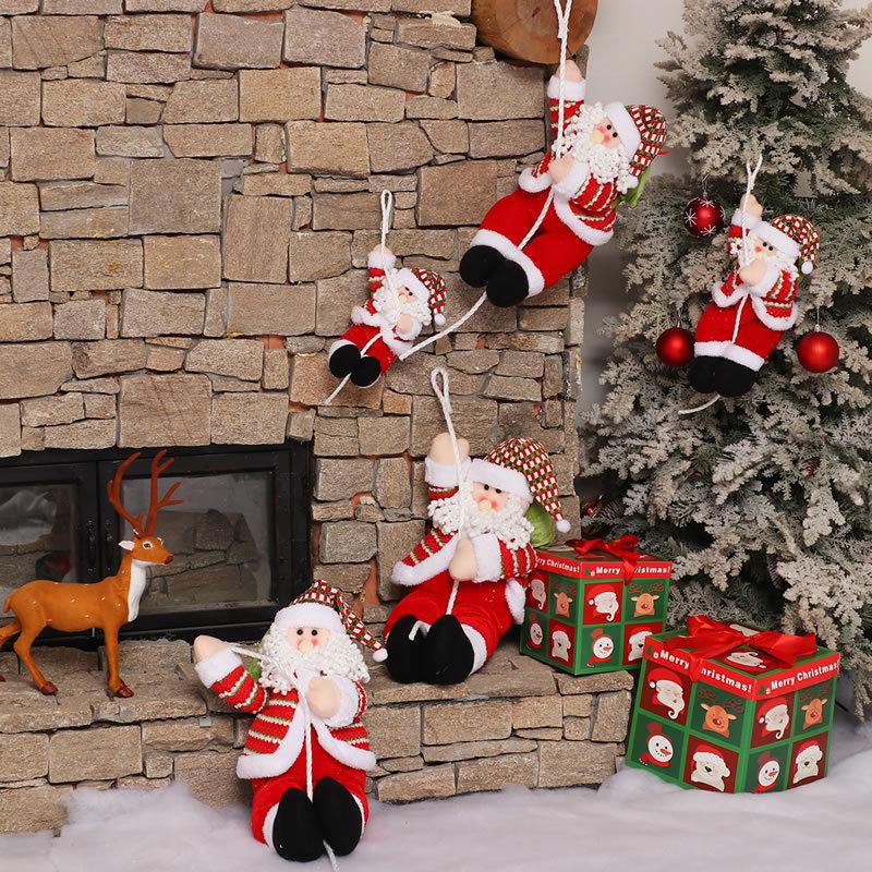 2 PCs Christmas Santa Claus Climbing Rope Hanging Decoration